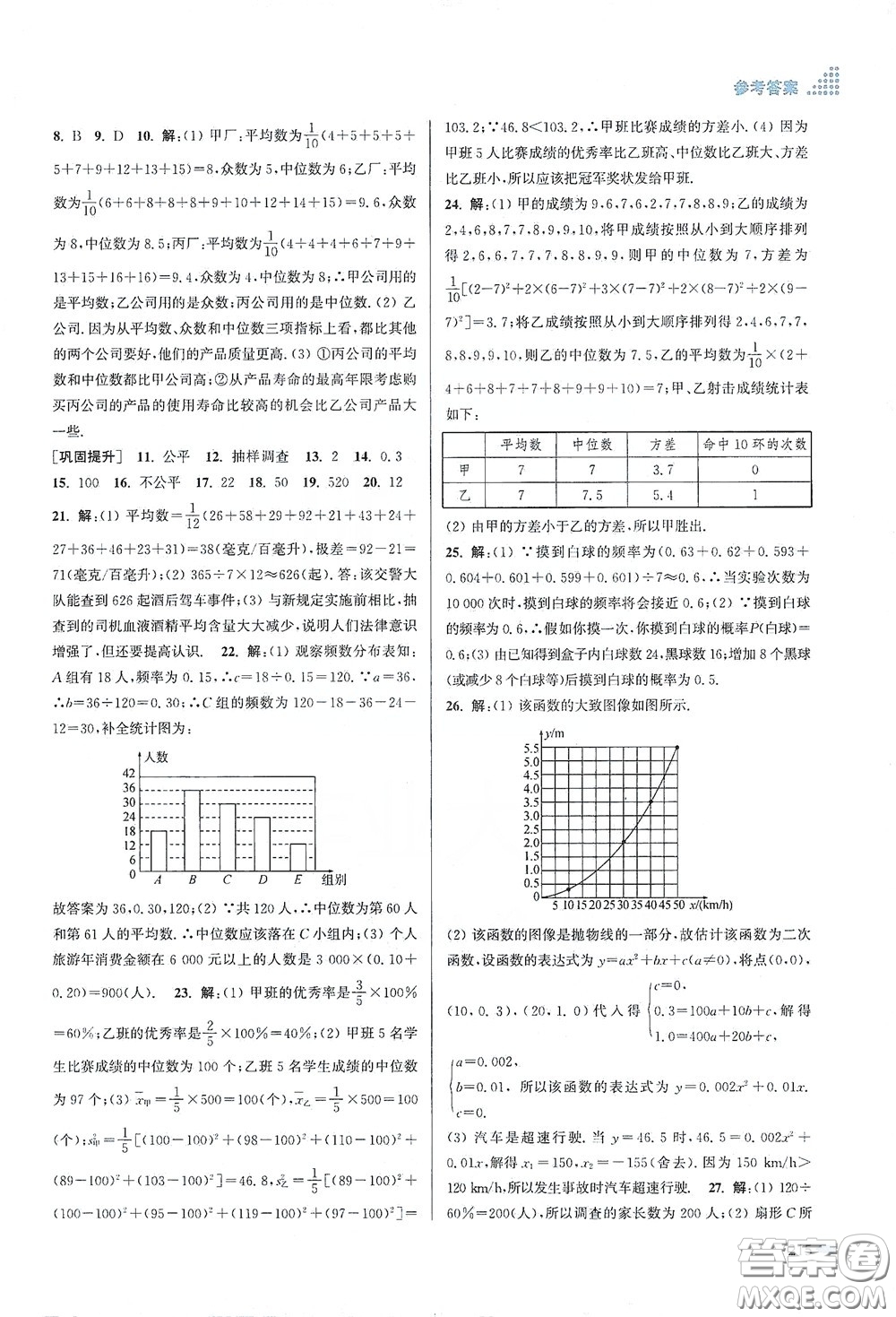 江蘇鳳凰美術出版社2020創(chuàng)新課時作業(yè)本九年級數(shù)學下冊江蘇版答案