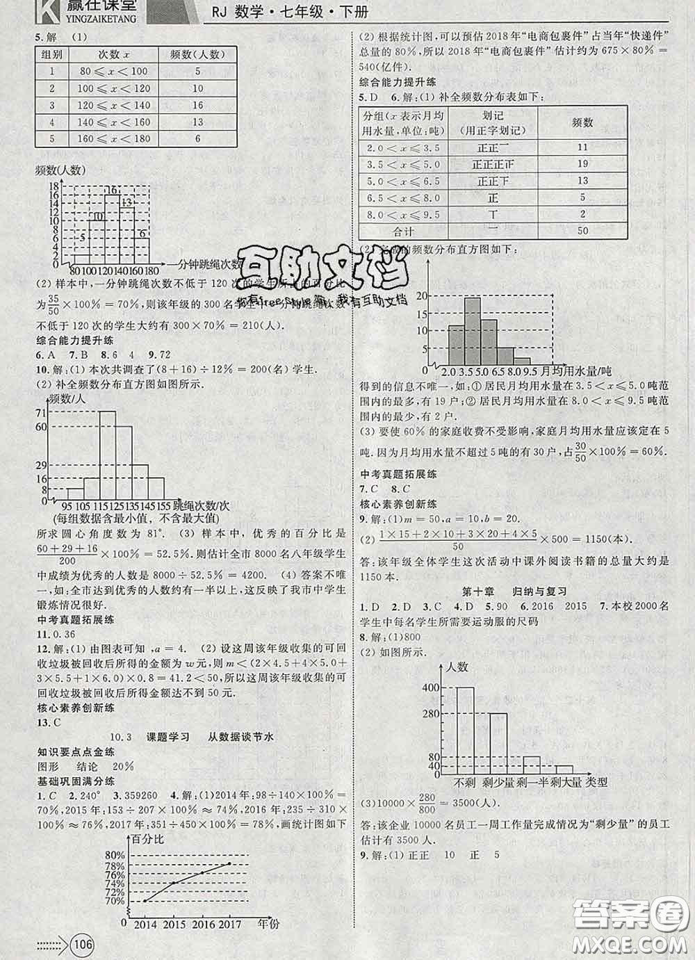 2020新版贏在課堂課堂滿分特訓(xùn)一本通七年級(jí)數(shù)學(xué)下冊(cè)人教版答案