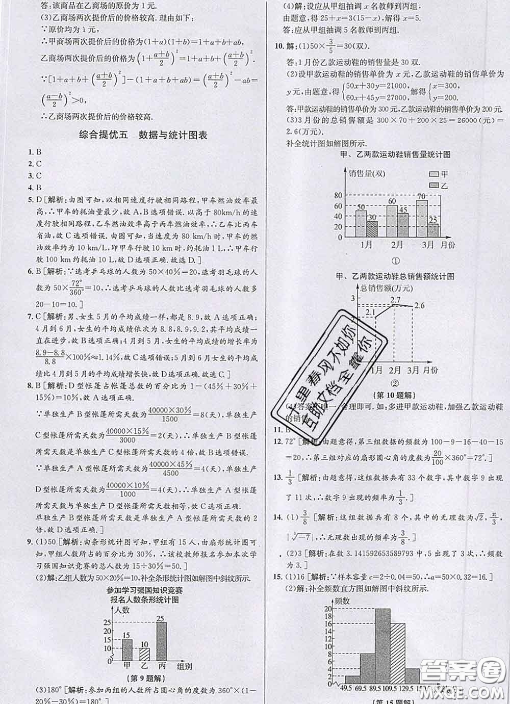 浙江人民出版社2020春優(yōu)+攻略七年級數(shù)學下冊浙教版答案