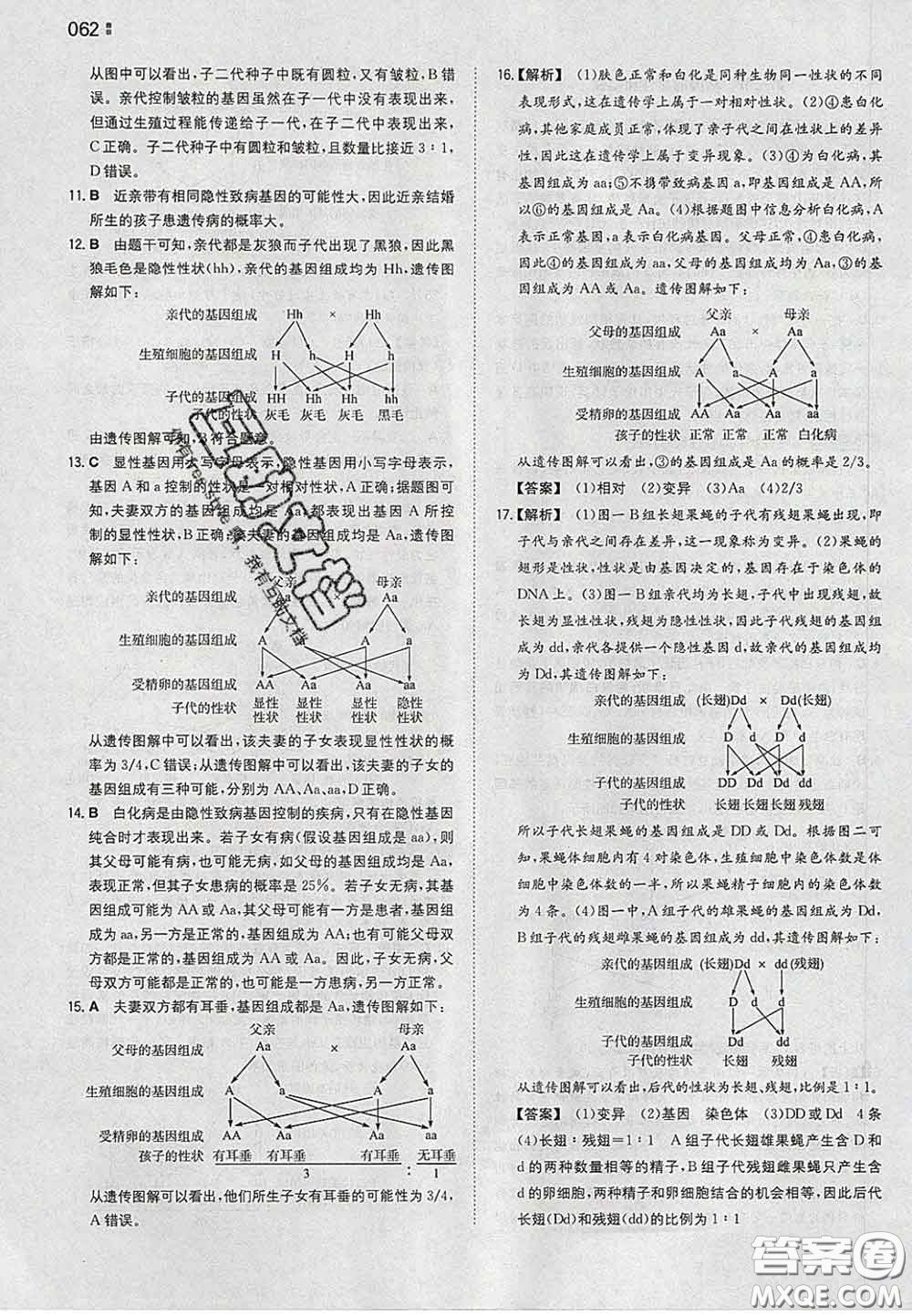 2020新版一本同步訓練初中生物八年級下冊人教版答案