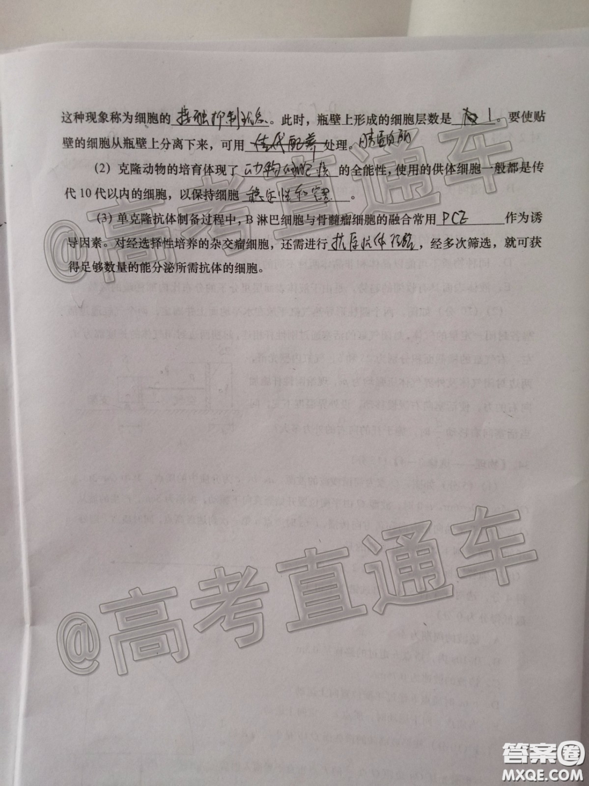 渭南市2020年高三教學(xué)質(zhì)量檢測二理科綜合試題及答案