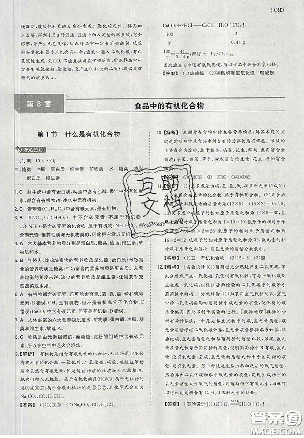 2020新版一本同步訓(xùn)練初中化學(xué)九年級下冊滬教版答案