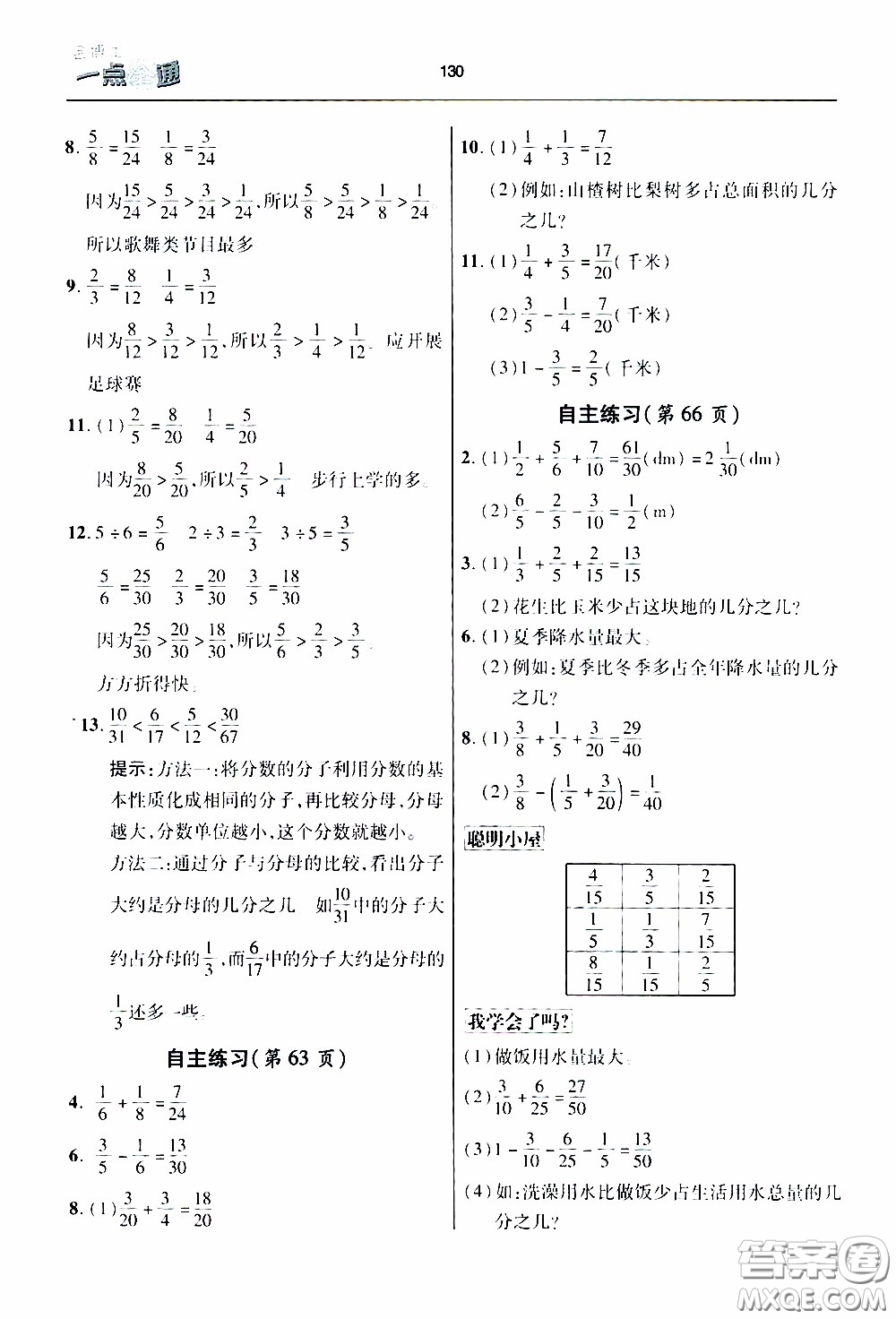 2020年金博士一點全通數(shù)學(xué)五年級下冊青島版參考答案