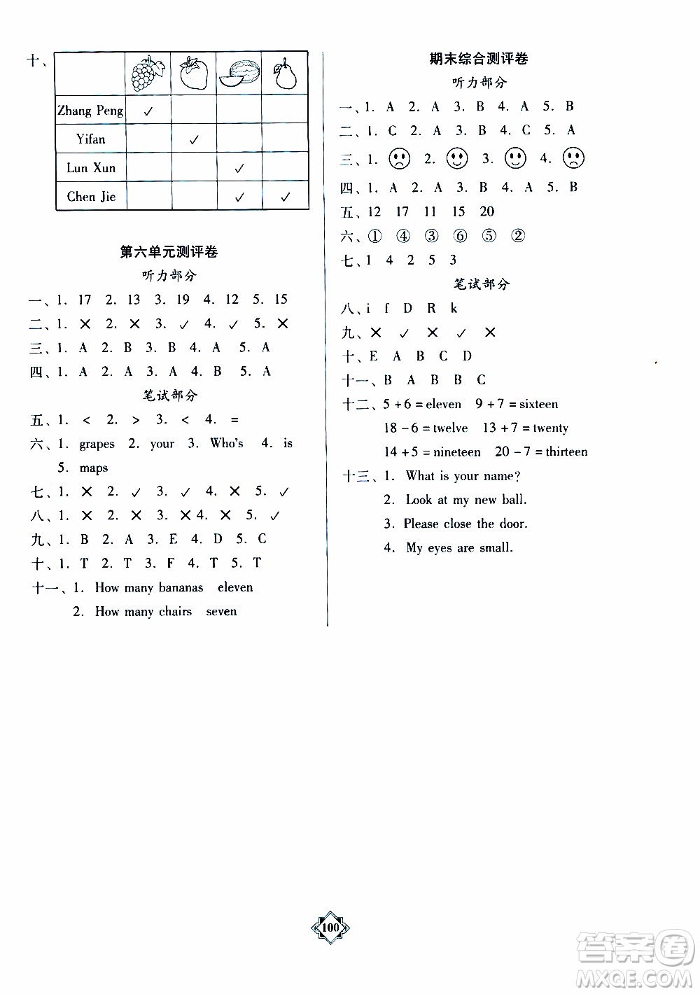 百年學(xué)典2020年金牌導(dǎo)學(xué)案三年級下冊英語人教PEP版參考答案