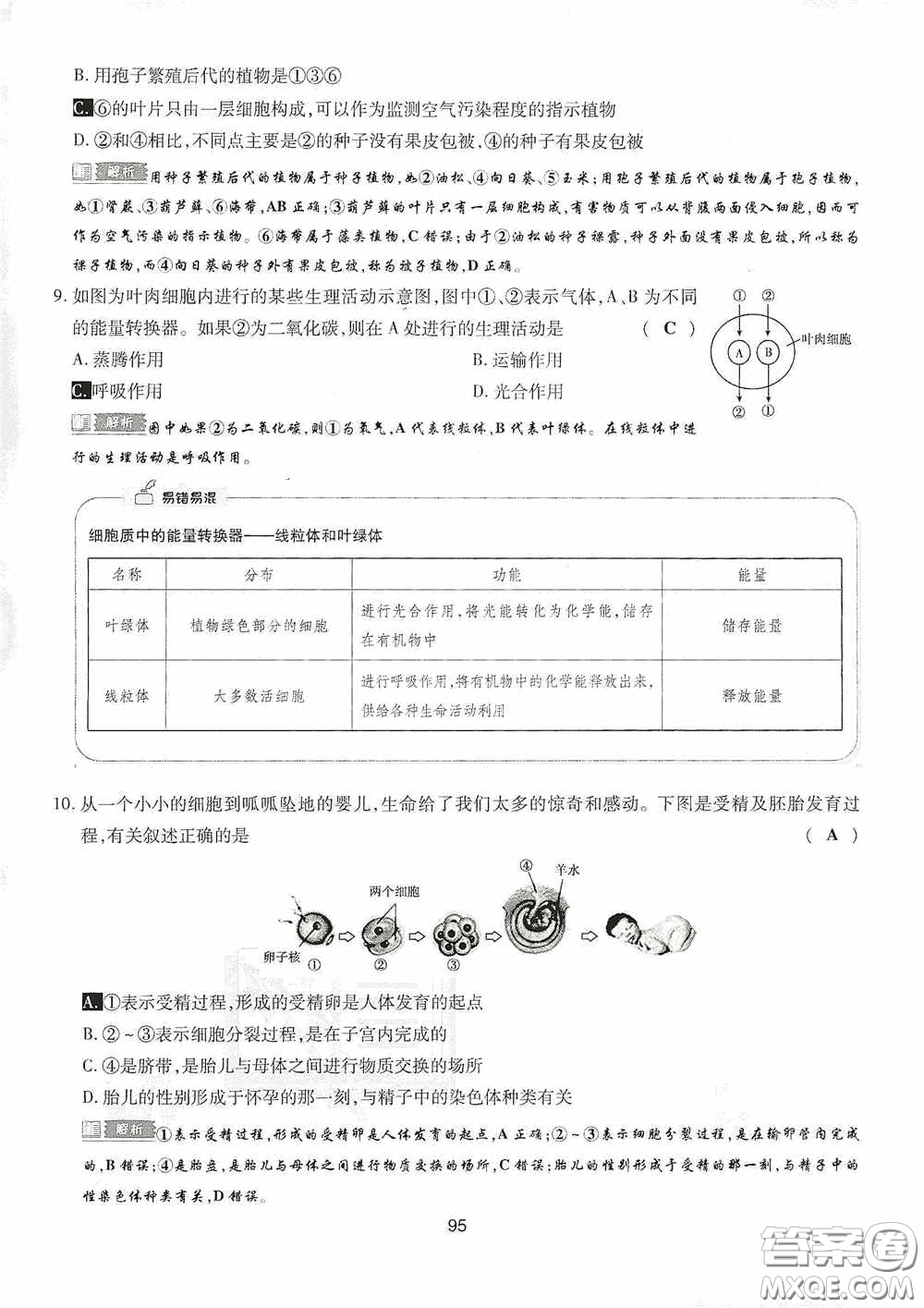 2020江西中考必備中考一卷通生物答案