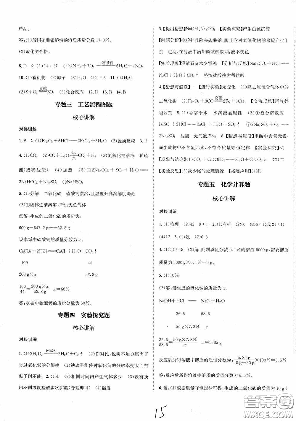 東北師范大學(xué)出版社2020決勝中考化學(xué)下冊(cè)答案