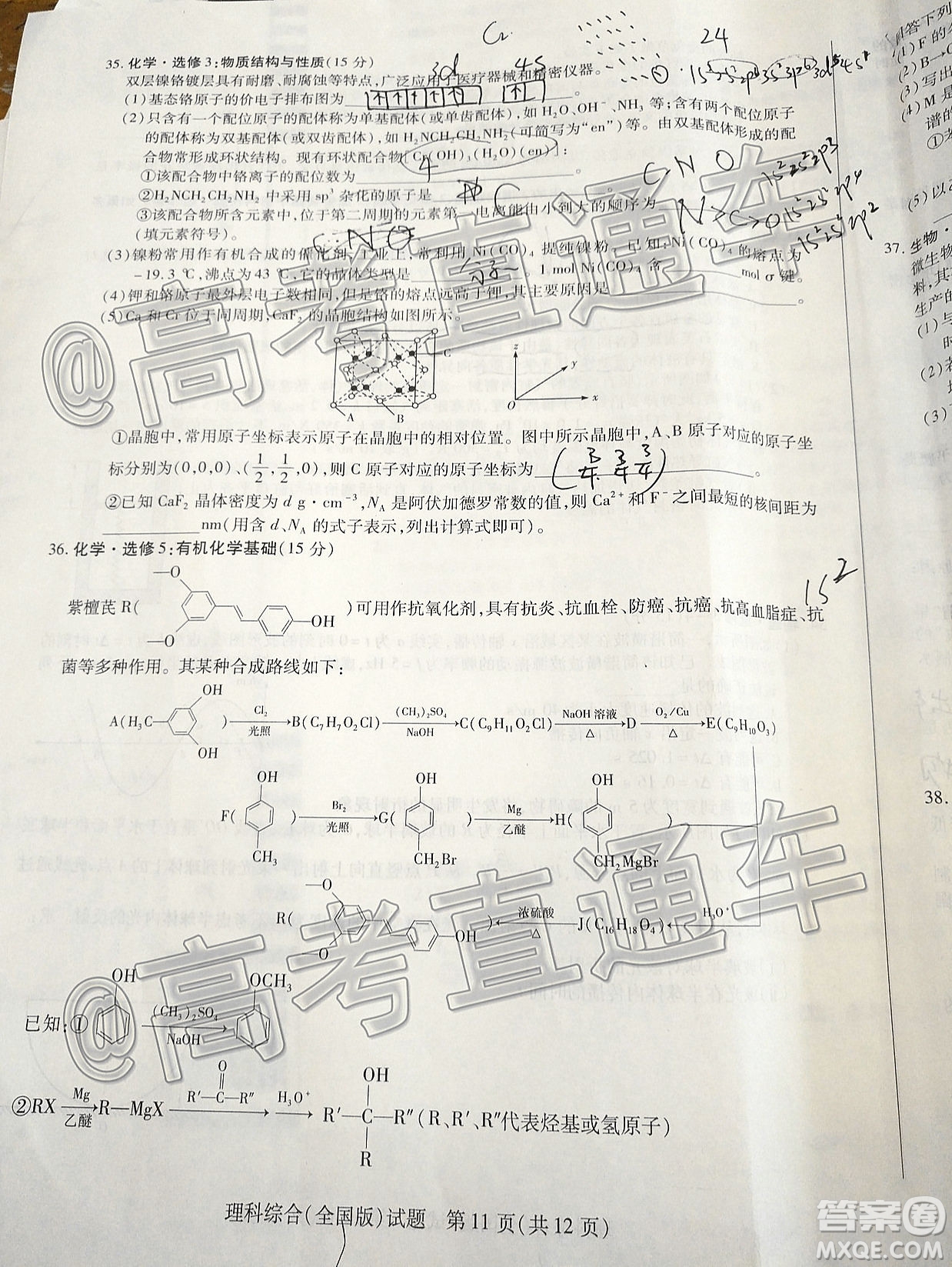 天一大聯(lián)考2019-2020學(xué)年高中畢業(yè)班階段性檢測(cè)三理科綜合試題及答案