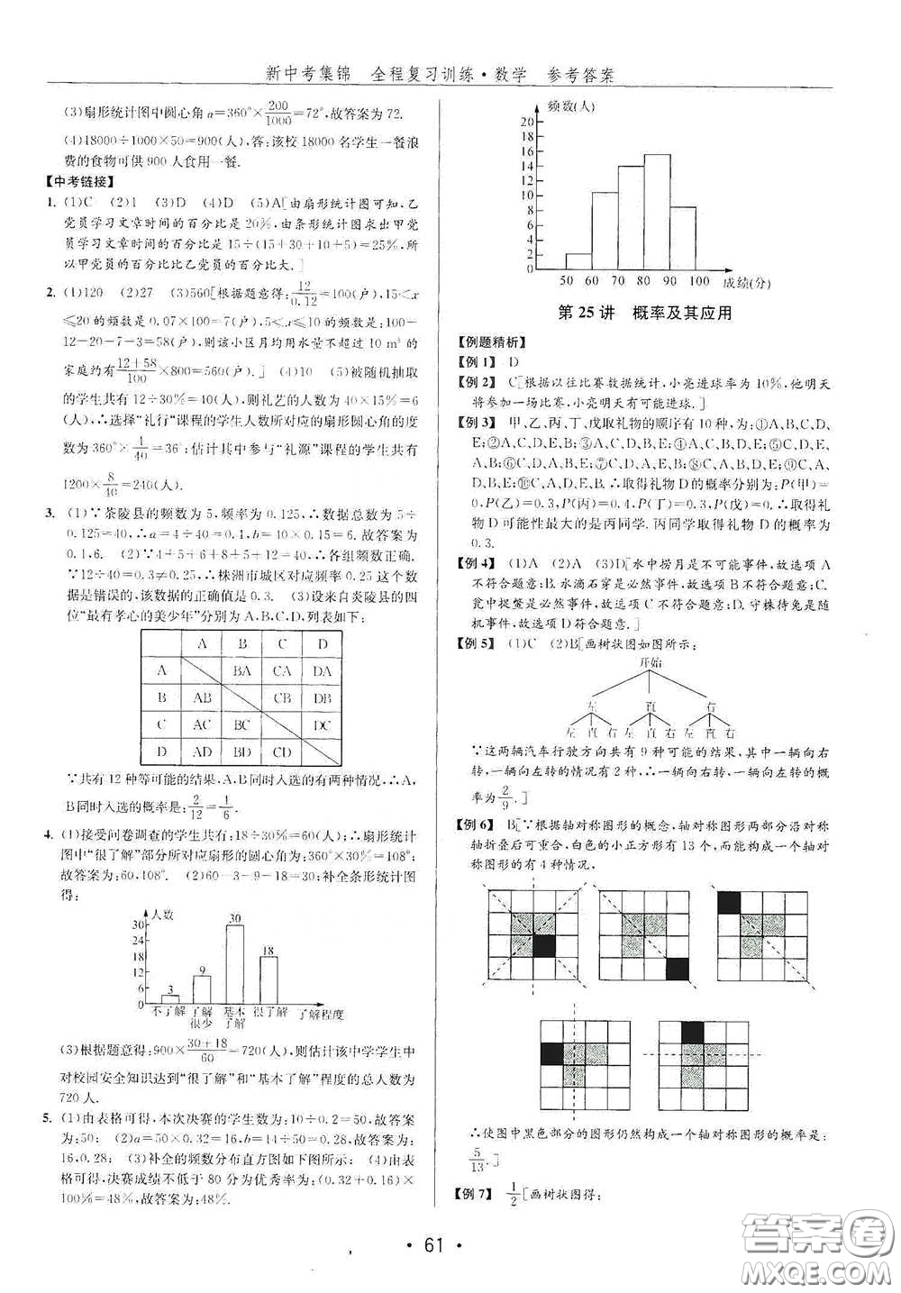 浙江人民出版社2020新中考集錦全程復(fù)習(xí)訓(xùn)練數(shù)學(xué)A本課后作業(yè)本答案