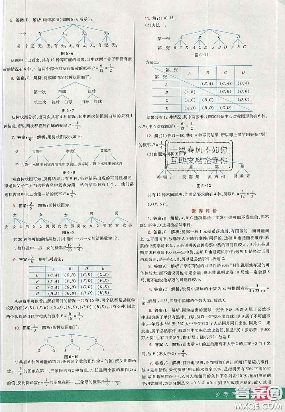 河北教育出版社2020春七彩課堂九年級(jí)數(shù)學(xué)下冊(cè)青島版六三制答案