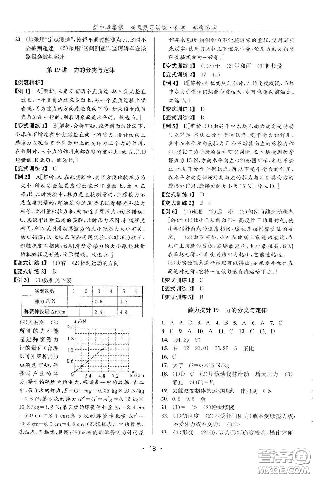 浙江人民出版社2020新中考集錦全程復(fù)習(xí)訓(xùn)練科學(xué)課后作業(yè)本ZH版A本答案