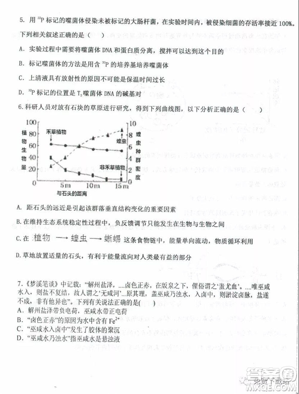 衡水中學(xué)2019-2020學(xué)年度高三年級下學(xué)期期中考試?yán)砜凭C合試題及答案