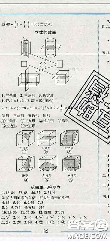 2020春名師助學(xué)系列細(xì)解巧練五年級(jí)數(shù)學(xué)下冊(cè)五四制答案