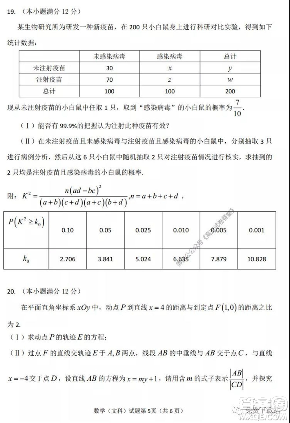 淮南市2020屆高三第二次模擬考試文科數(shù)學(xué)試題及答案