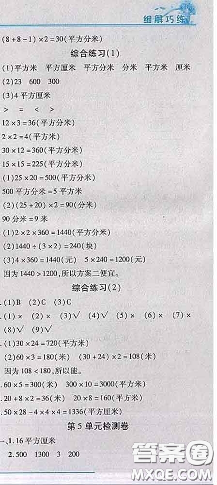 2020春名師助學(xué)系列細(xì)解巧練三年級數(shù)學(xué)下冊人教版答案