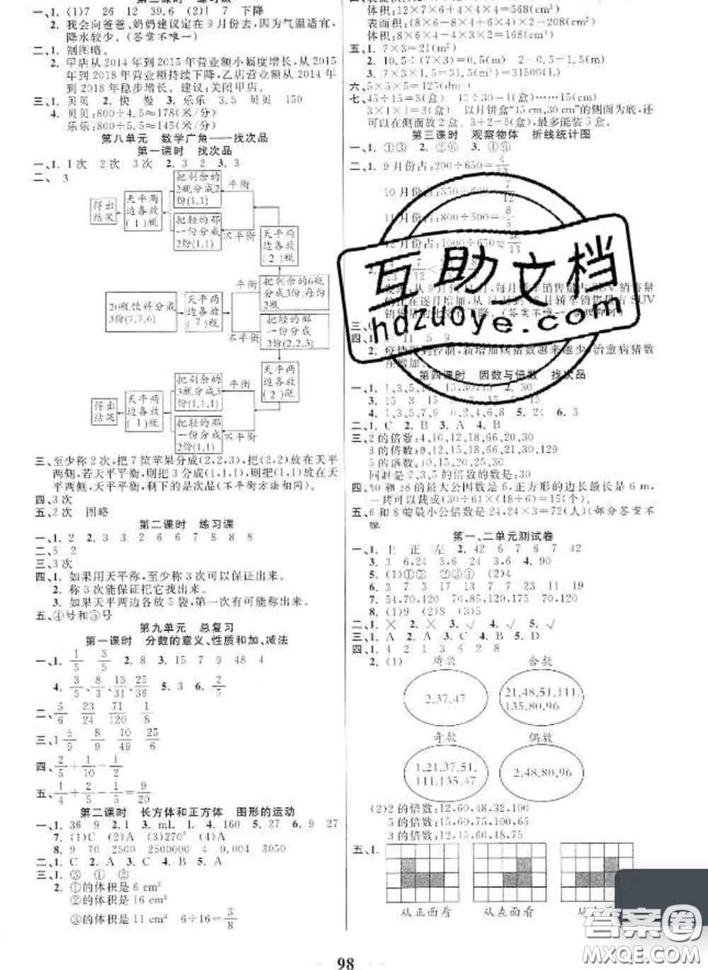 2020新版奪冠新課堂隨堂練測(cè)五年級(jí)數(shù)學(xué)下冊(cè)人教版答案