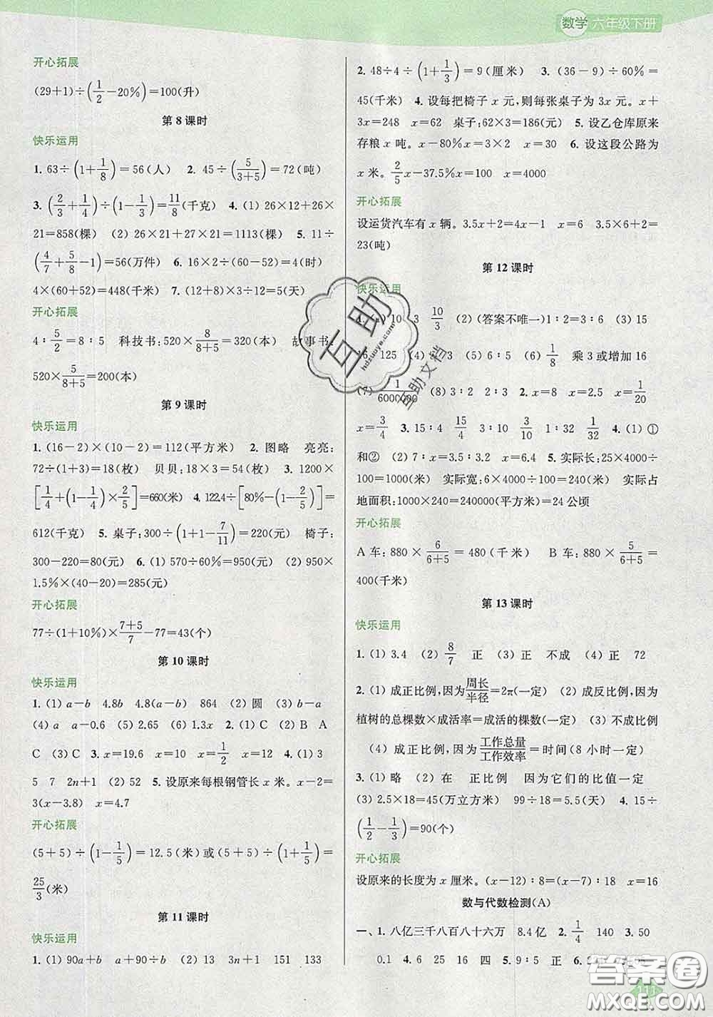 2020春金鑰匙1+1課時(shí)作業(yè)六年級(jí)數(shù)學(xué)下冊(cè)江蘇版答案