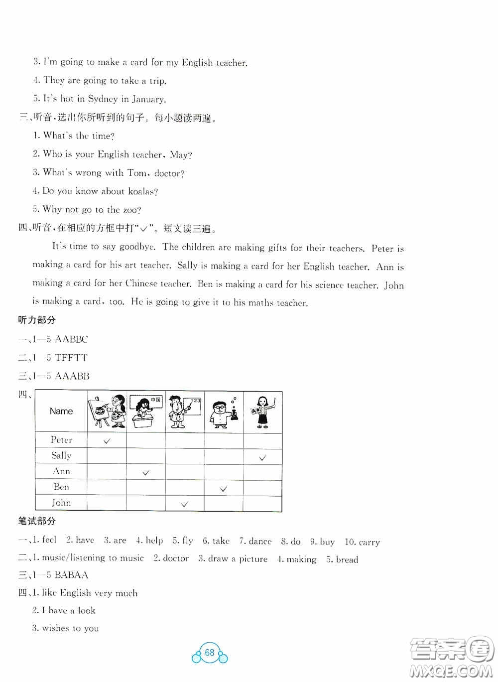 廣西教育出版社2020自主學(xué)習(xí)能力測(cè)評(píng)單元測(cè)試六年級(jí)英語(yǔ)下冊(cè)C版答案