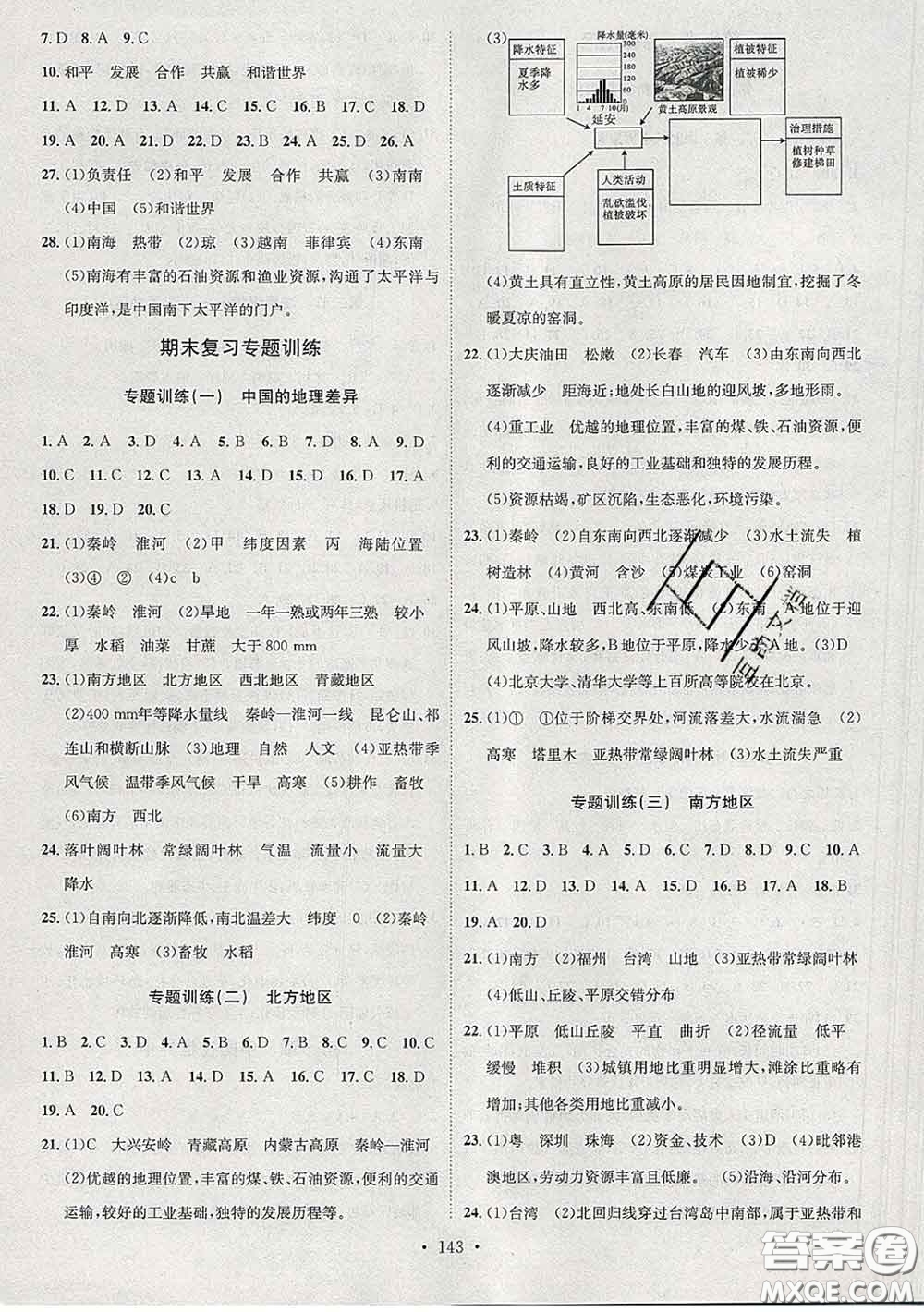 2020春思路教練同步課時作業(yè)八年級地理下冊人教版答案