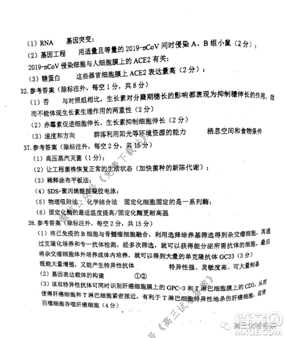 雅禮中學2020屆高三5月質(zhì)量檢測理科綜合試題及答案