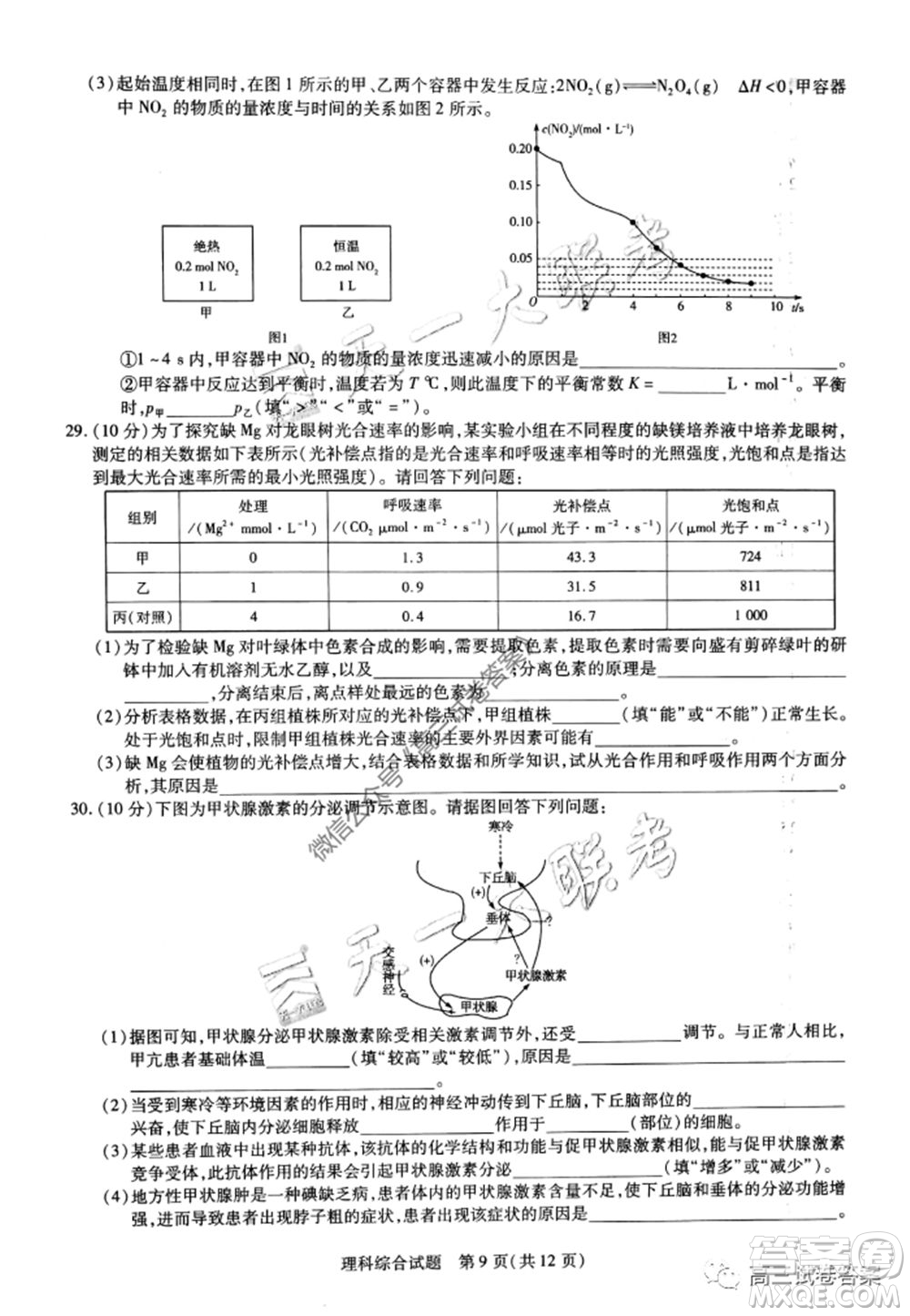 天一大聯(lián)考皖豫聯(lián)盟體2020屆高中畢業(yè)班第三次考試?yán)砜凭C合試題及答案