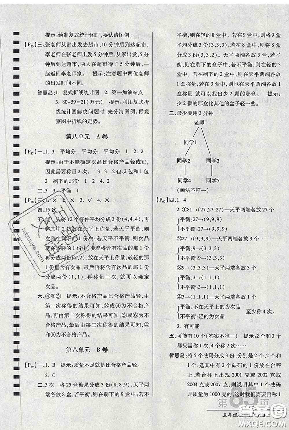 2020春新版最新AB卷小學(xué)五年級(jí)數(shù)學(xué)下冊(cè)人教版參考答案