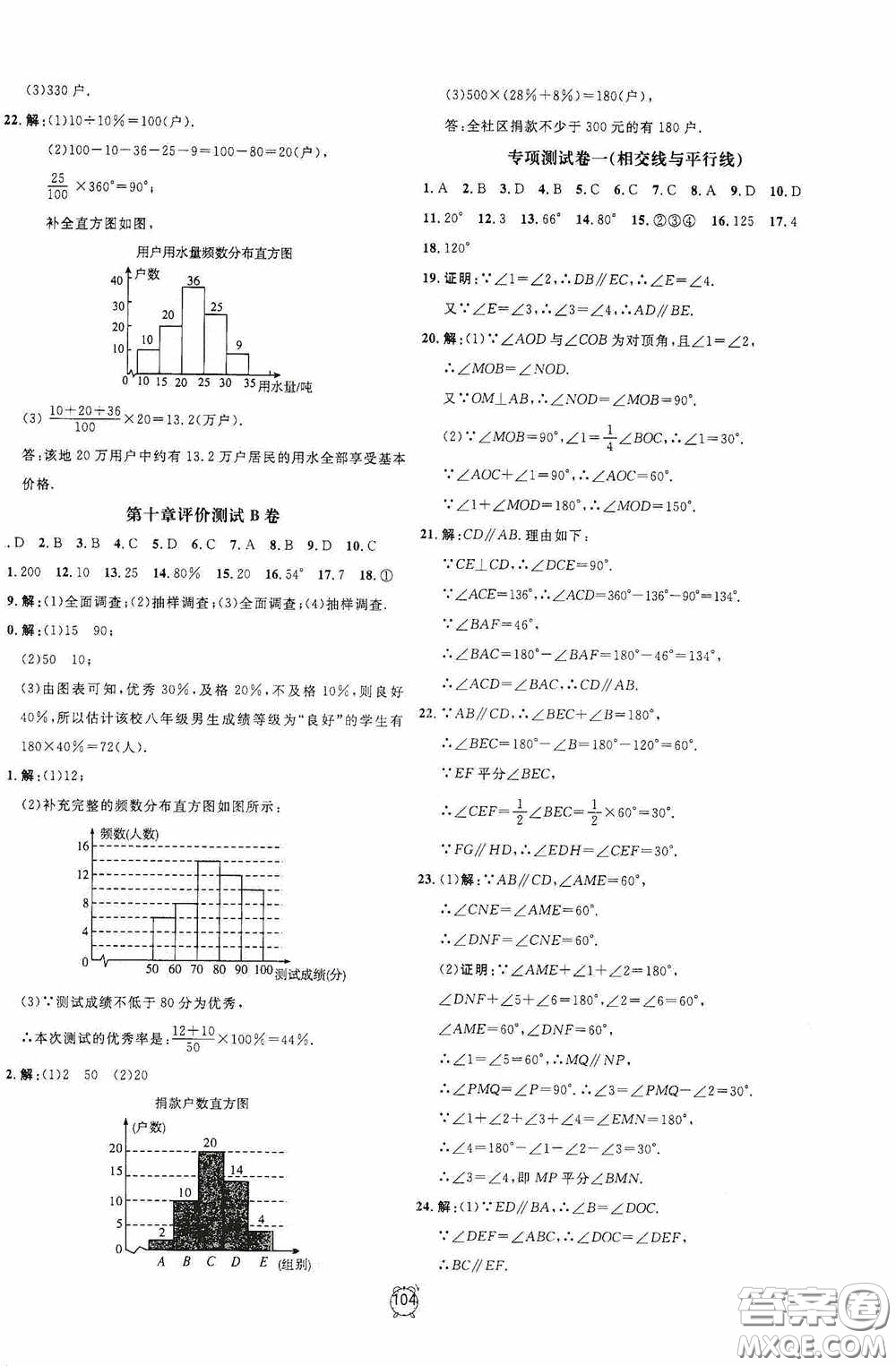 鐘書金牌2020過關(guān)沖刺100分七年級數(shù)學(xué)下冊人教版答案