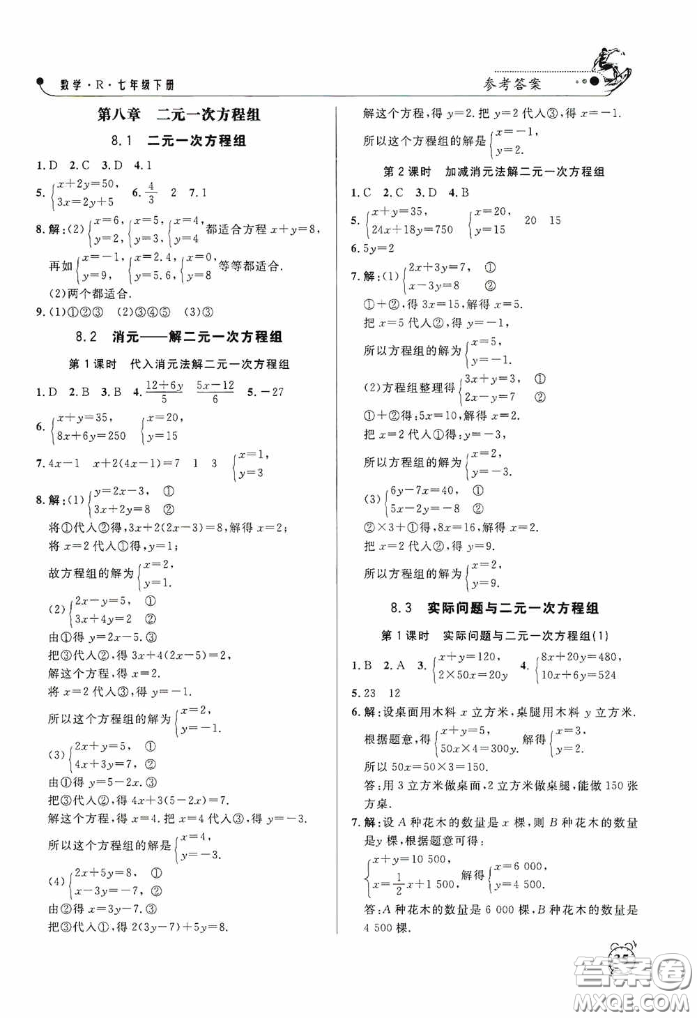 鐘書金牌2020過關(guān)沖刺100分課時作業(yè)七年級數(shù)學(xué)下冊人教版答案