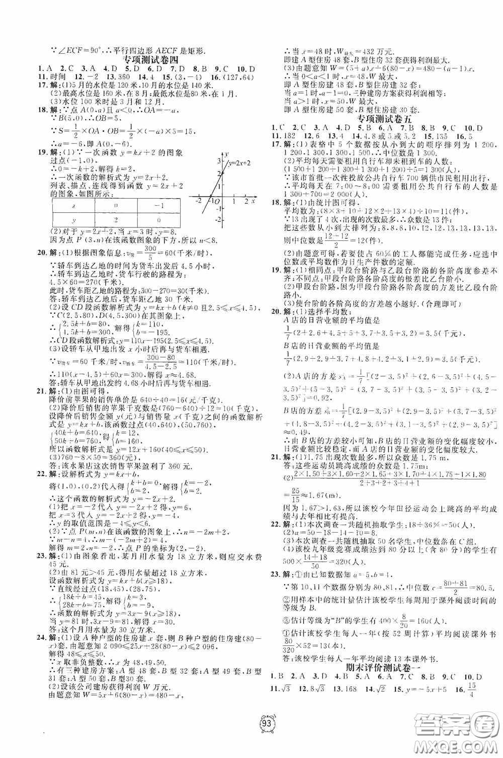 鐘書金牌2020過關(guān)沖刺100分八年級(jí)數(shù)學(xué)下冊(cè)人教版答案