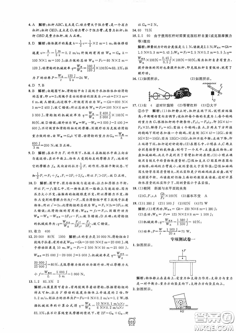 鐘書金牌2020過關沖刺100分八年級物理下冊人教版答案