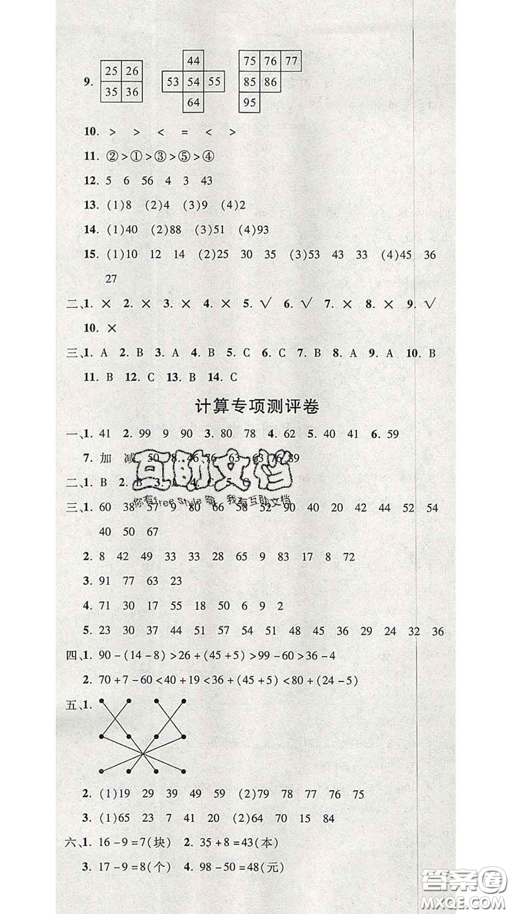 三甲文化2020新版創(chuàng)新考王完全試卷一年級數(shù)學(xué)下冊人教版答案