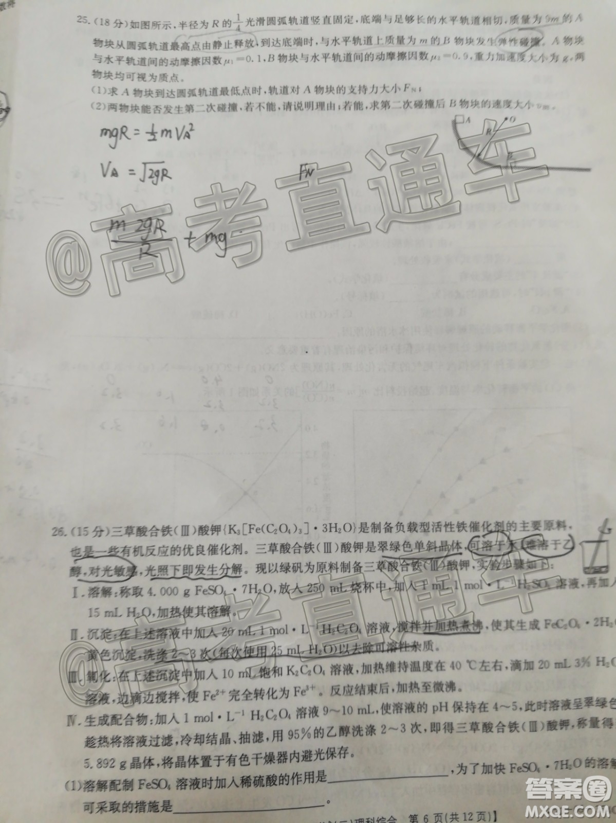 湛江市2020年普通高考測試二理科綜合試題及答案