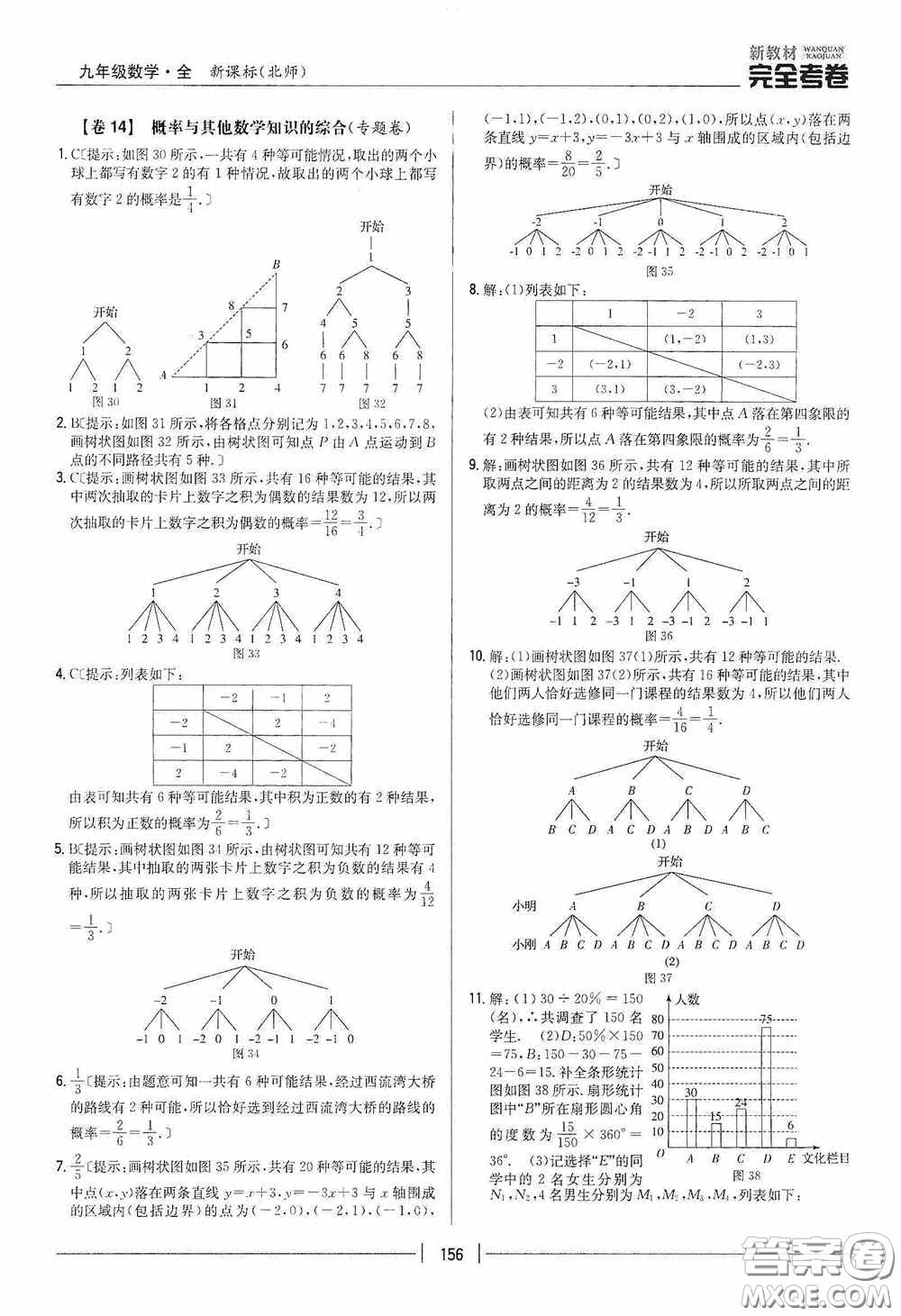 2020新教材完全考卷九年級數(shù)學(xué)全一冊新課標(biāo)北師大版答案