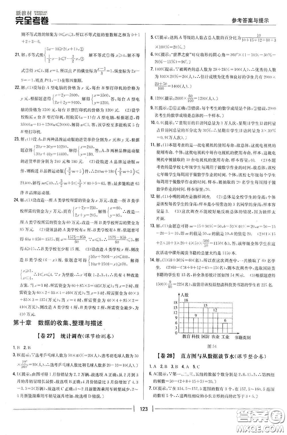 吉林人民出版社2020新教材完全考卷七年級數(shù)學(xué)下冊新課標(biāo)人教版答案