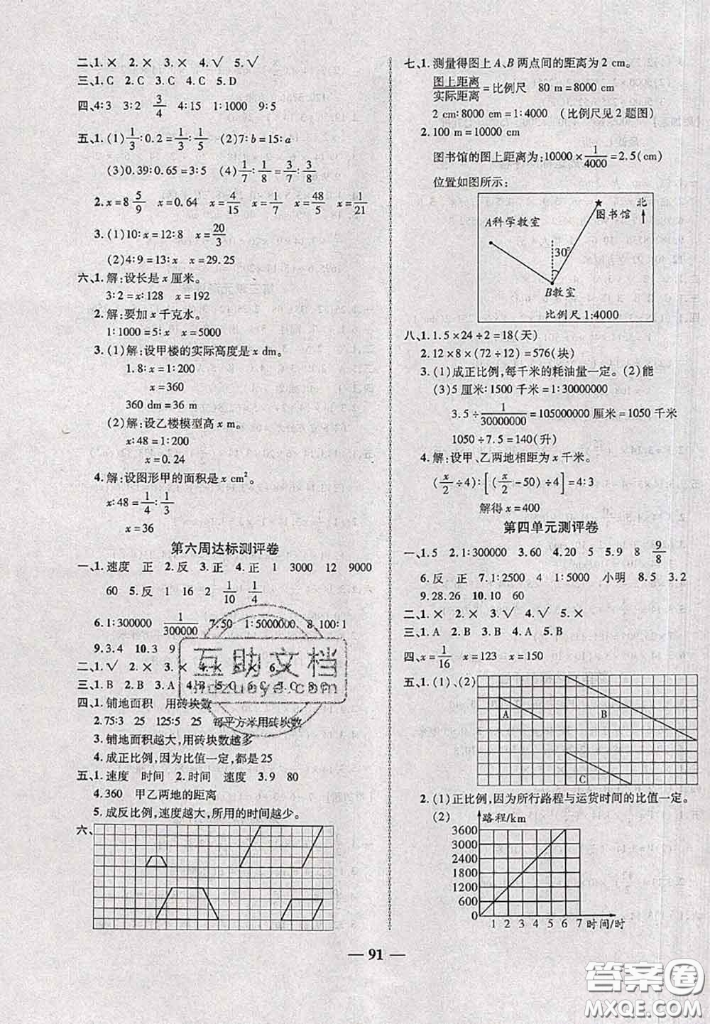 甘肅民族出版社2020優(yōu)加全能大考卷六年級(jí)數(shù)學(xué)下冊(cè)人教版答案