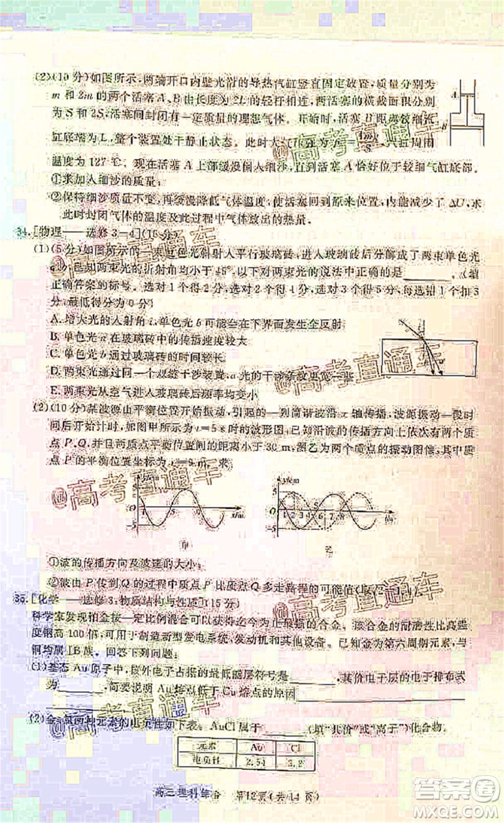 邯鄲市2020屆高三年級第二次模擬考試理科綜合試題及答案