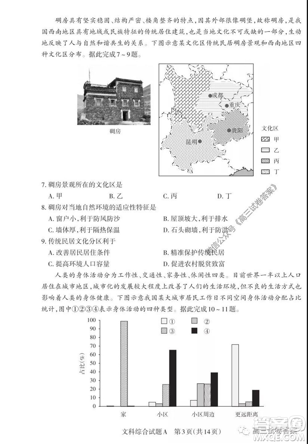 2020年山西省高考考前適應(yīng)性測試二文科綜合試題及答案