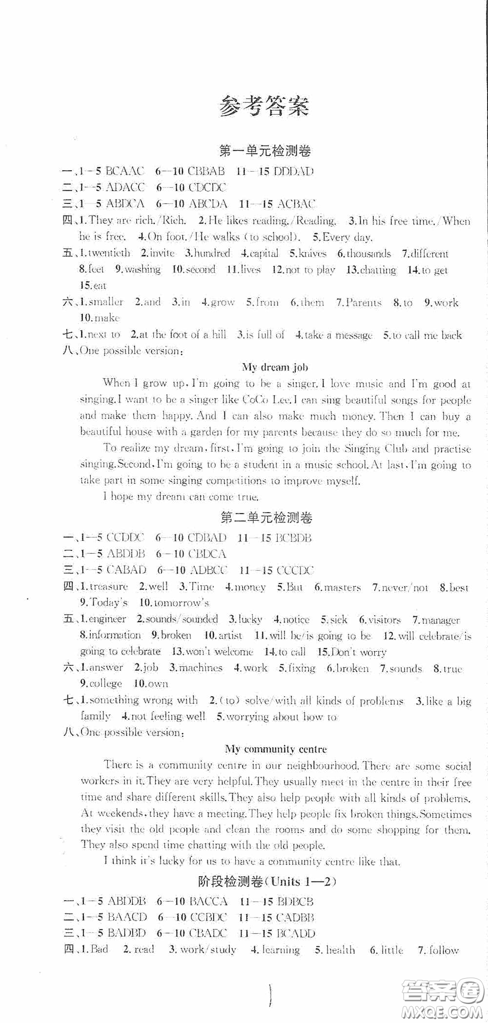 蘇州大學(xué)出版社2020版沖刺名校大試卷七年級英語下冊國標(biāo)江蘇版答案