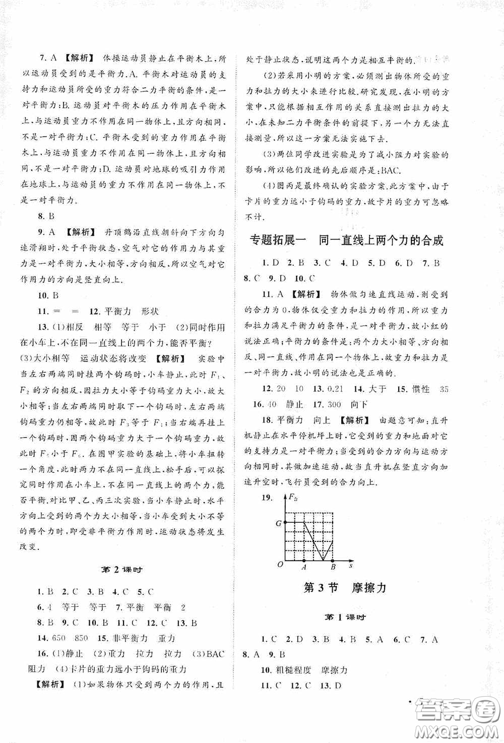 2020拓展與培優(yōu)八年級(jí)物理下冊(cè)人民教育教材適用答案