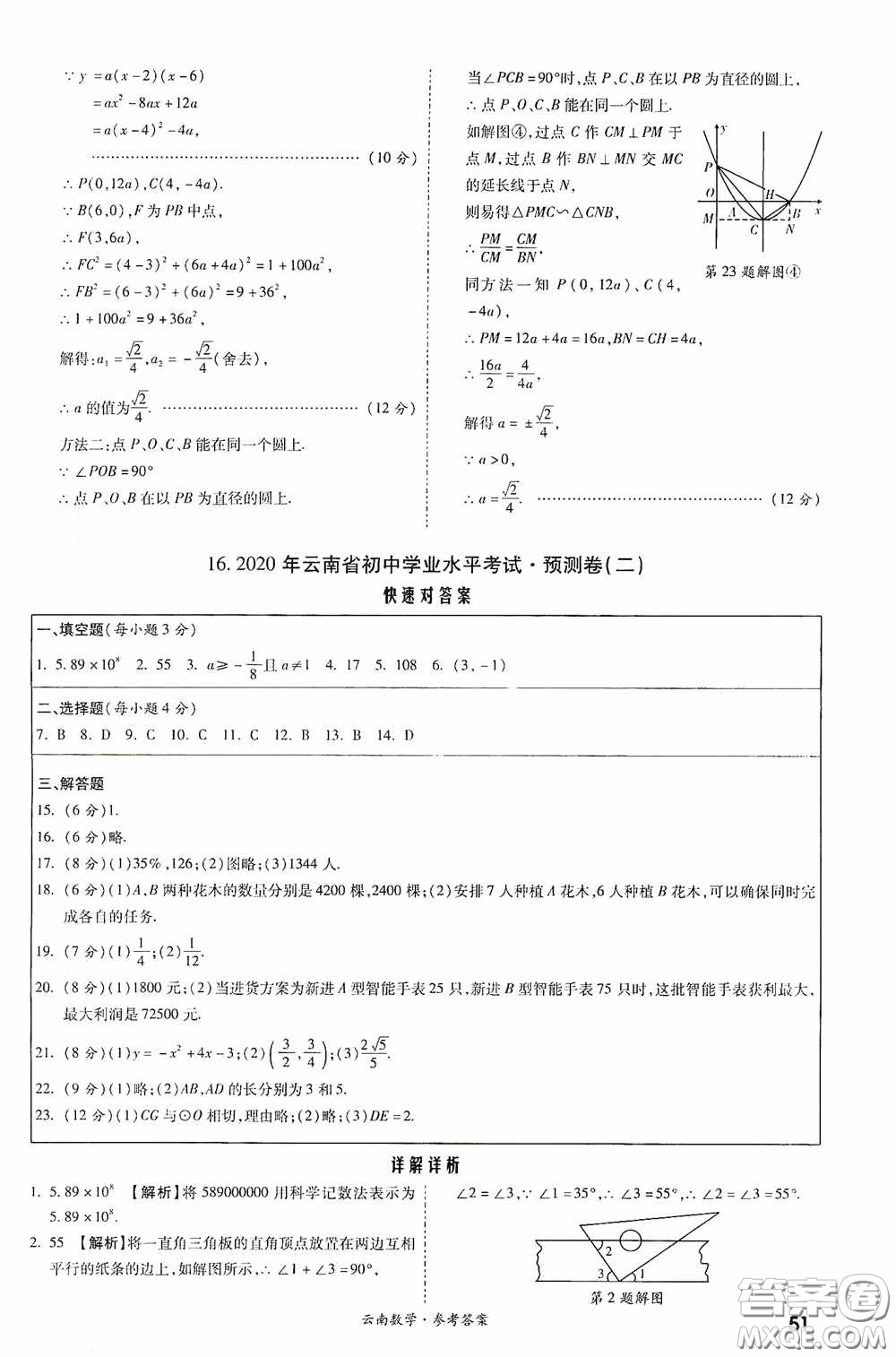 四川教育出版社2020一戰(zhàn)成名中考真題與拓展訓練數學云南版答案