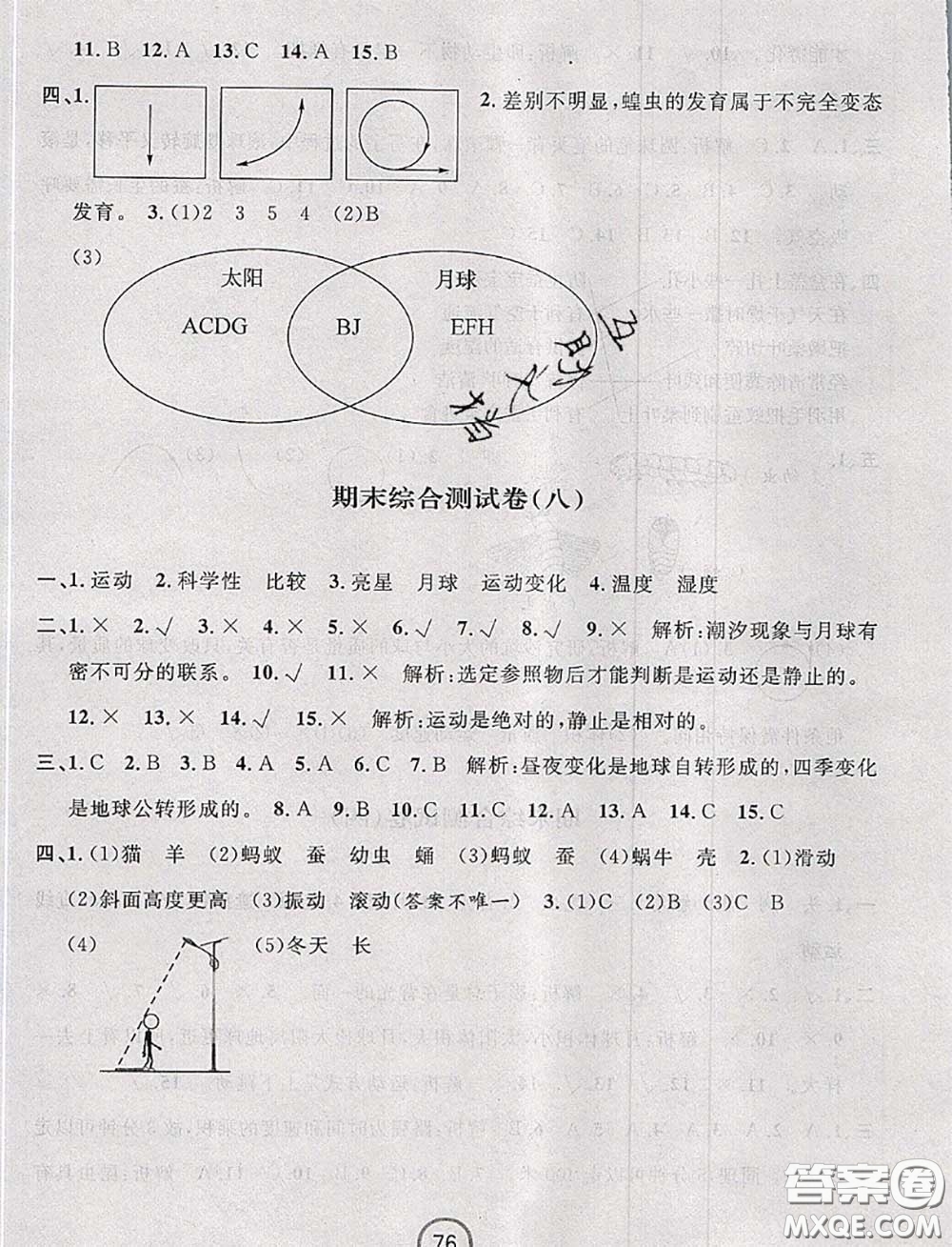 浙江大學(xué)出版社2020春浙江名卷三年級科學(xué)下冊教科版答案