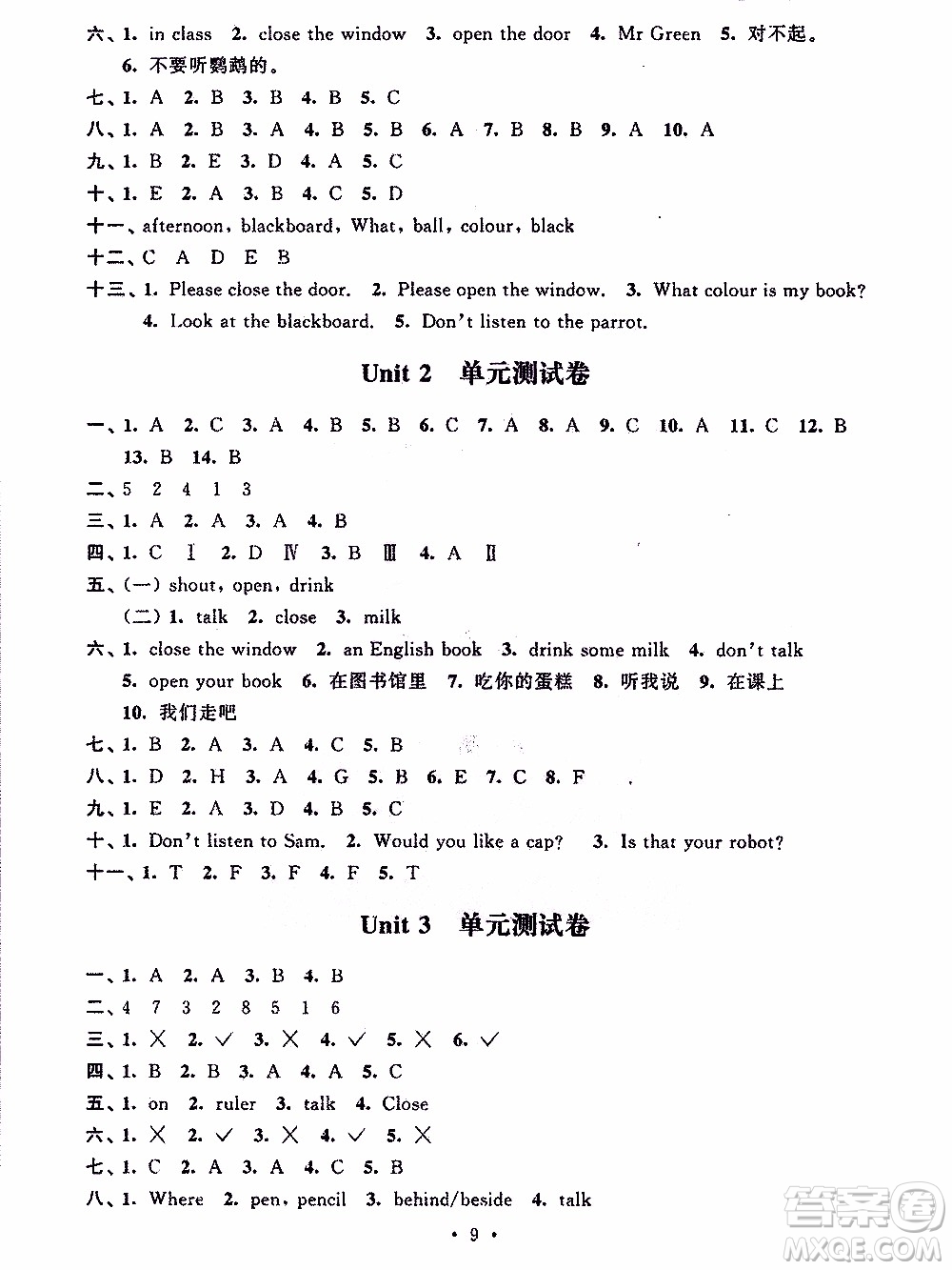 江蘇人民出版社2020年創(chuàng)新課堂學(xué)與練英語三年級下冊參考答案