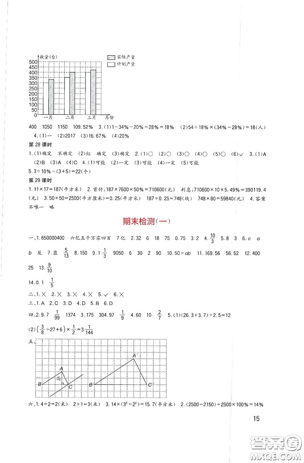 四川教育出版社2020新課標(biāo)小學(xué)生學(xué)習(xí)實踐園地六年級數(shù)學(xué)下冊西師大版答案