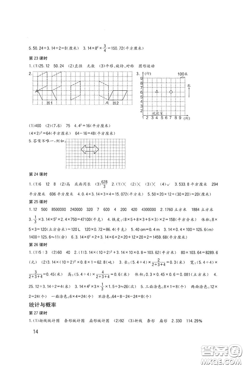 四川教育出版社2020新課標(biāo)小學(xué)生學(xué)習(xí)實踐園地六年級數(shù)學(xué)下冊西師大版答案