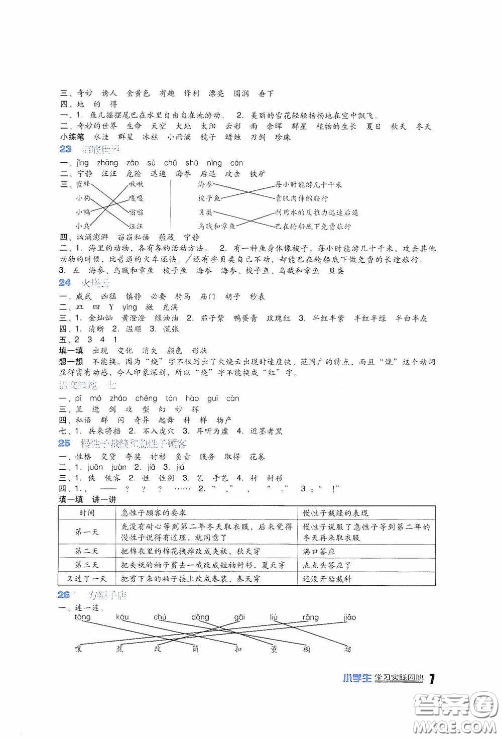 四川教育出版社2020新課標小學生學習實踐園地三年級語文人教版下冊答案