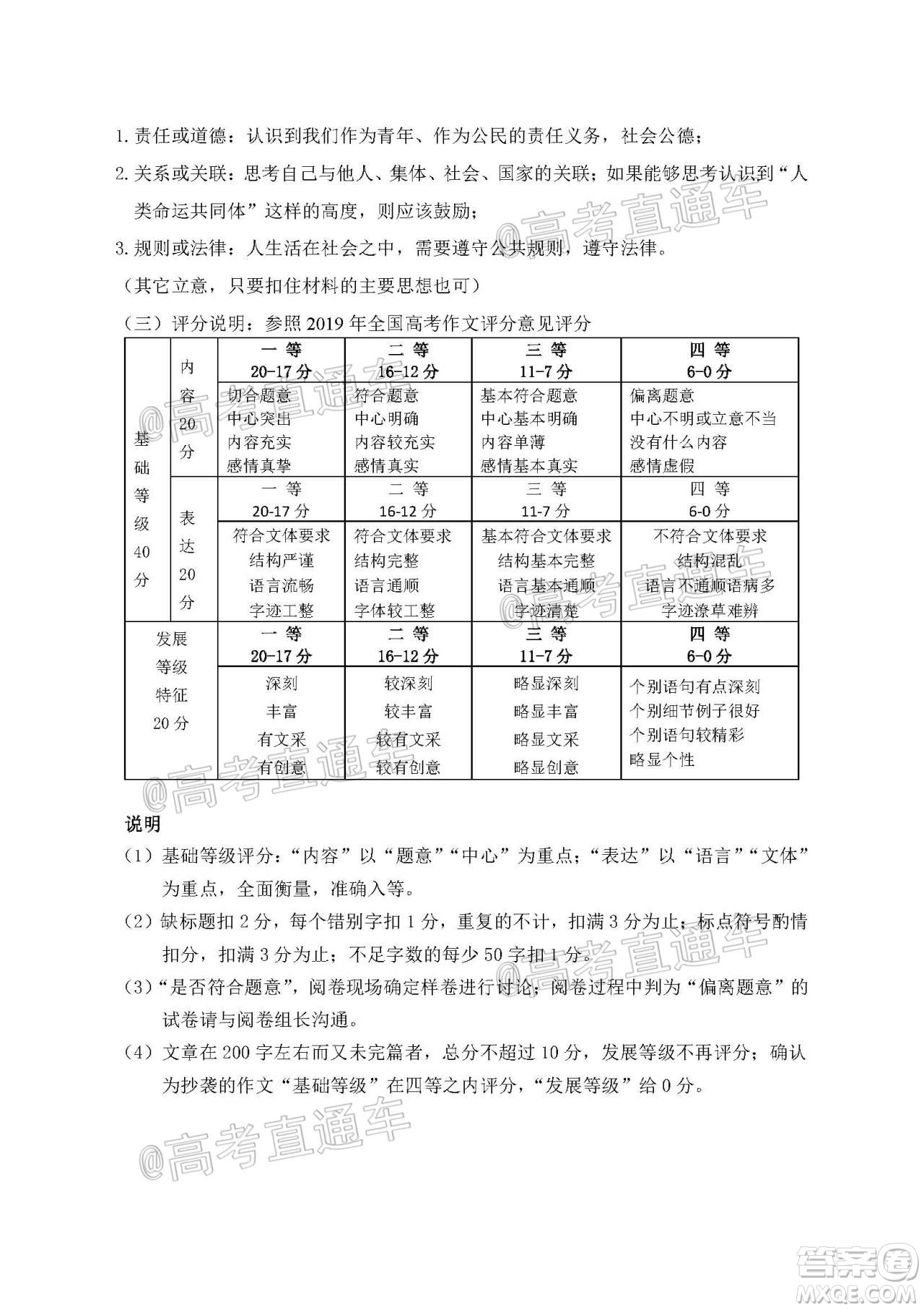 雅安市高中2017級第三次診斷性考試語文參考答案