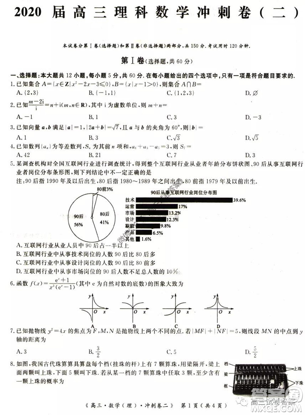 學(xué)海園2020屆高三沖刺卷二理科數(shù)學(xué)試題及答案