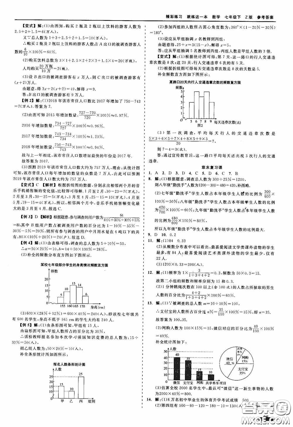 浙江工商大學(xué)出版社2020精彩練習(xí)就練這一本七年級數(shù)學(xué)下冊Z版B本答案