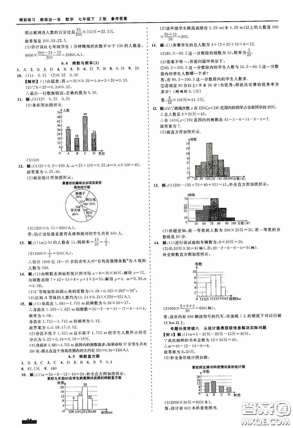 浙江工商大學(xué)出版社2020精彩練習(xí)就練這一本七年級數(shù)學(xué)下冊Z版B本答案