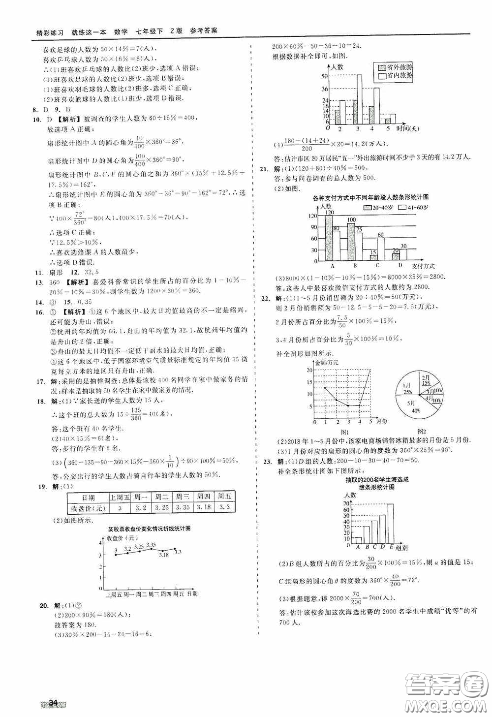 浙江工商大學(xué)出版社2020精彩練習(xí)就練這一本七年級數(shù)學(xué)下冊Z版B本答案