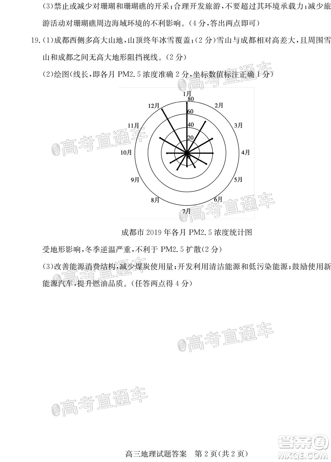 2020年德州二模高三地理試題及答案